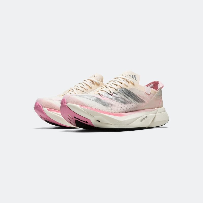 adidas running mens and womens adizero adios pro 3 sakura chalk white silver metallic clear pink 2