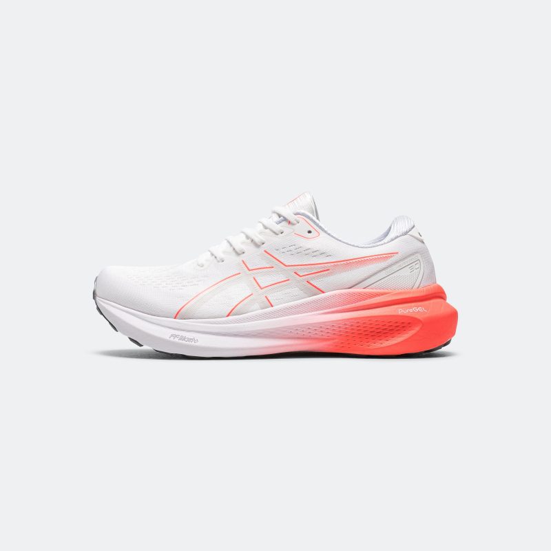 asics running mens gel kayano 30 white sunrise red 1