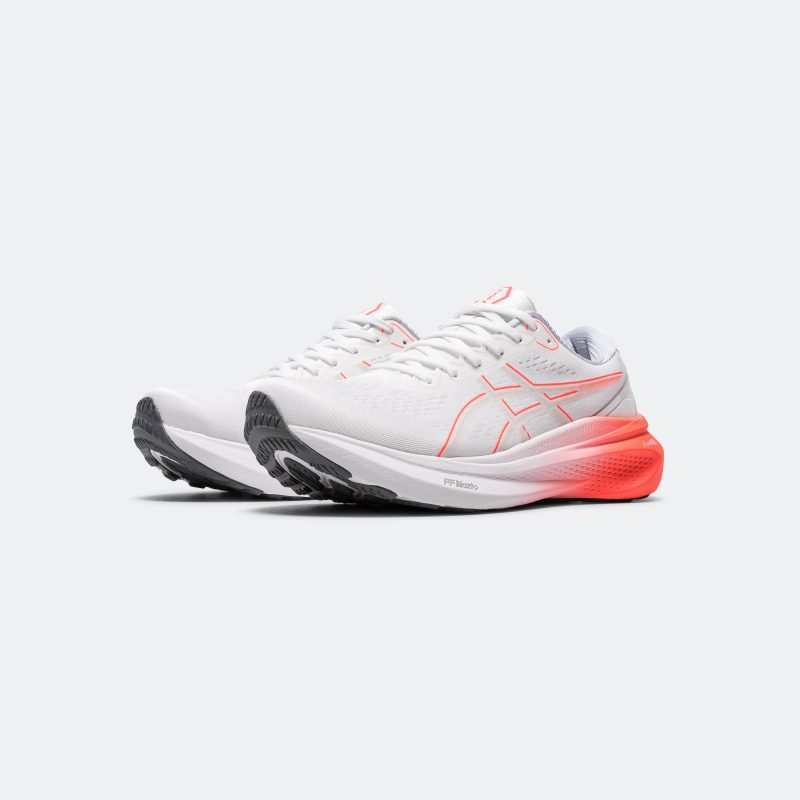 asics running mens gel kayano 30 white sunrise red 2