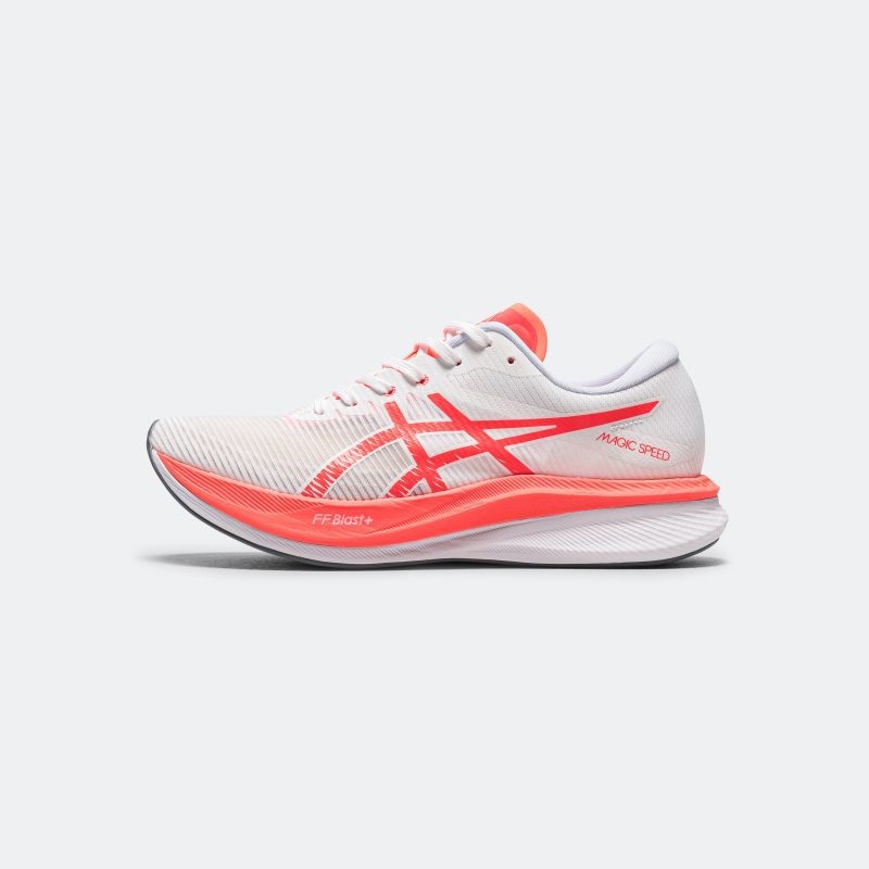 asics running mens magic speed 3 white sunrise red 1