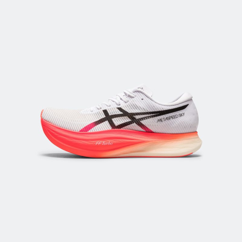 asics running metaspeed sky plus white sunrise red 1