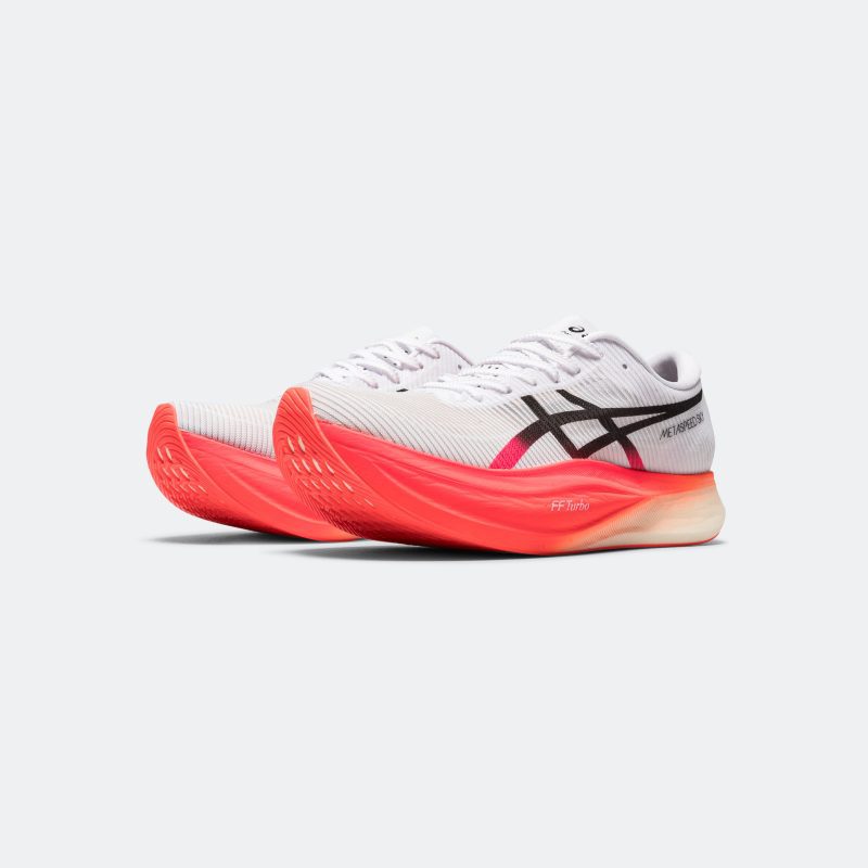 asics running metaspeed sky plus white sunrise red 2