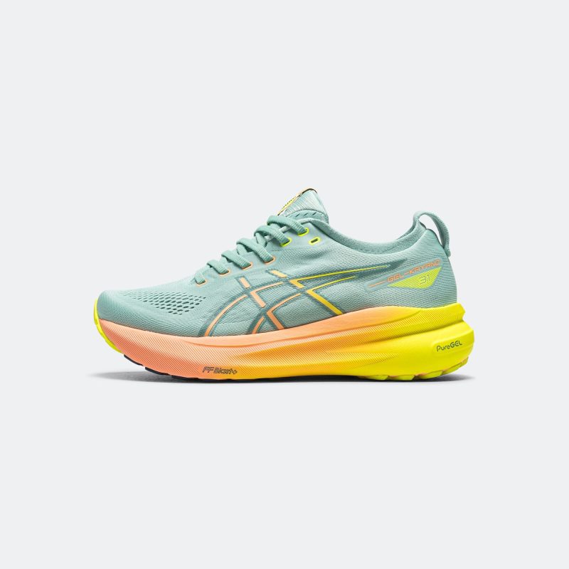 asics running paris pack gel kayano 31 light celadon safety yellow 1