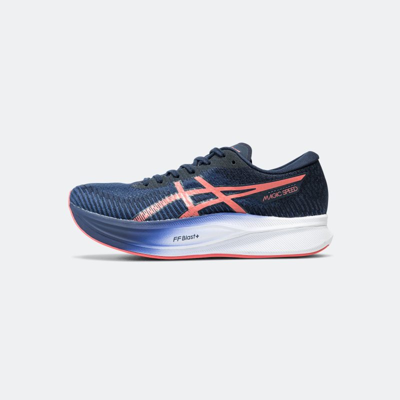 asics running womens magic speed 2 indigo blue papaya 1