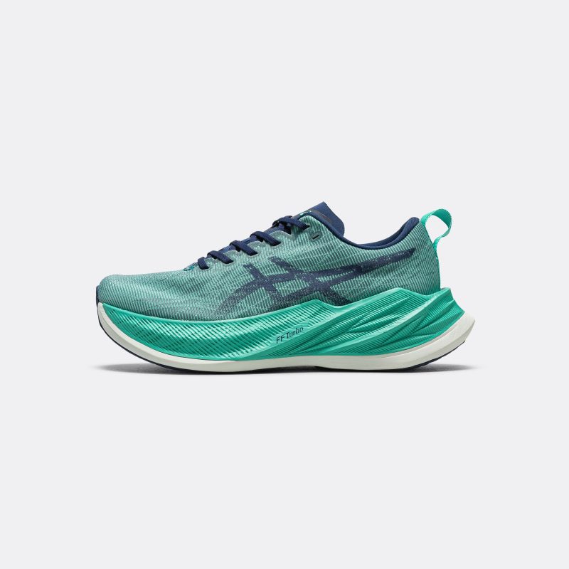 asics running womens mens superblast aurora green blue expanse 1