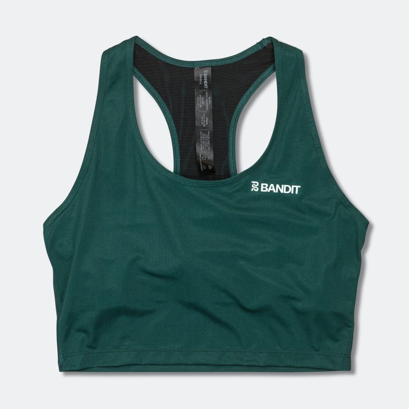 bandit running drift crop singlet with built in bra pine 1