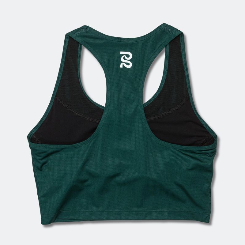 bandit running drift crop singlet with built in bra pine 2