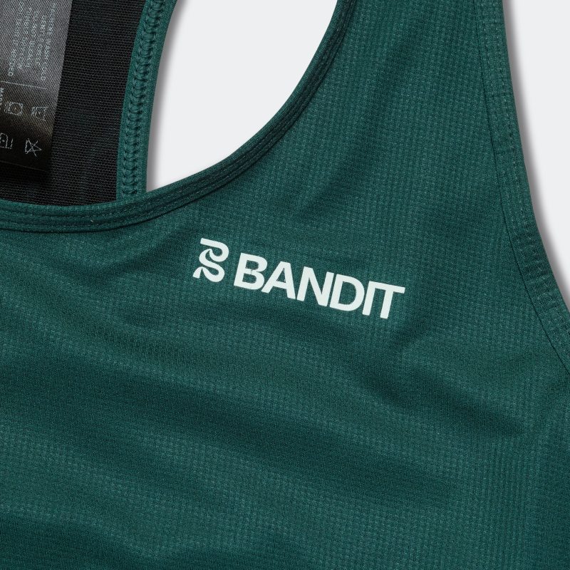 bandit running drift crop singlet with built in bra pine 4