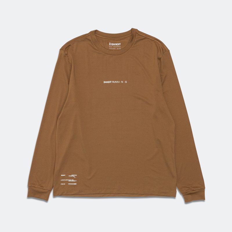 bandit running in good time micromesh long sleeve performance tee brown 1