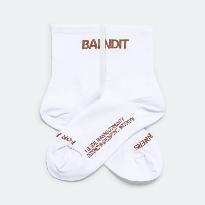 bandit running lite run quarter socks white nutmeg 2