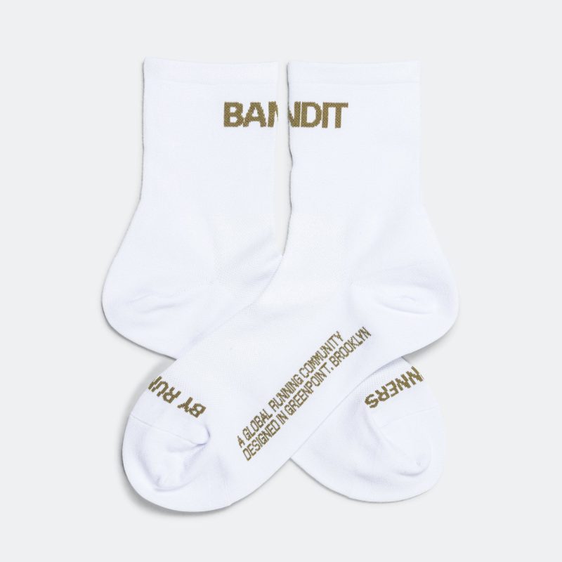 bandit running quarter socks white green 2