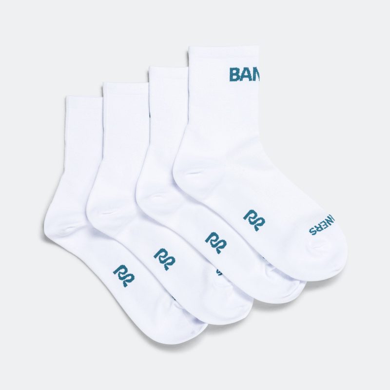 bandit running quarter socks white teal 1