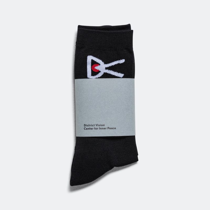 district vision performance cordura crew socks black white logo 1