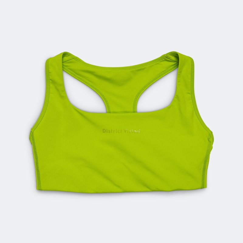 district vision running womens twin layer medium sports bra lime 1