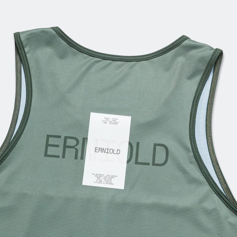 erniold ss24 mens race singlet dark moss 7