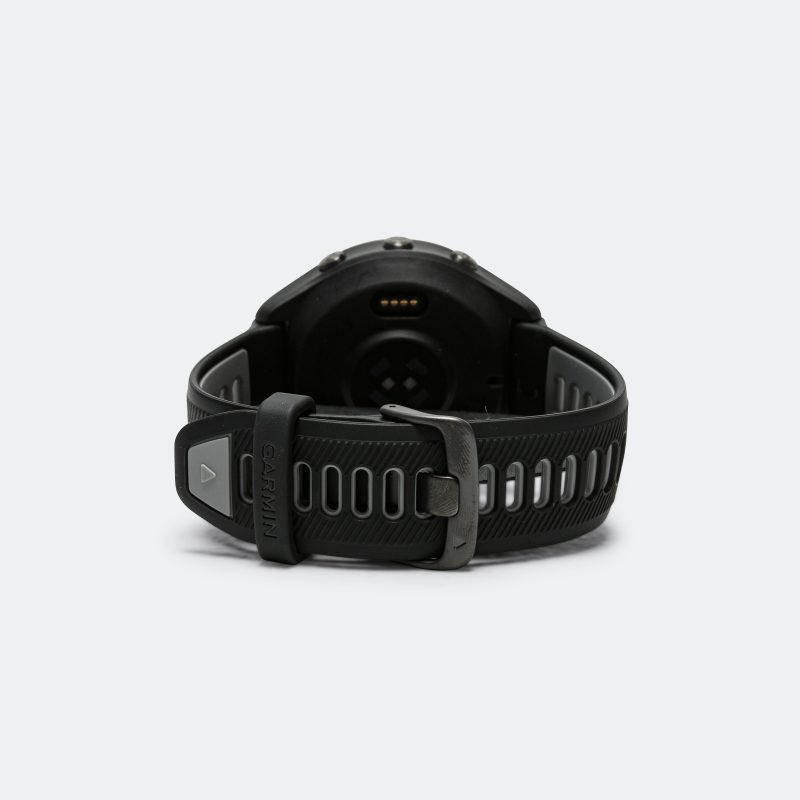 garmin running watches forerunner 965 titanium bezel with black case and black powder grey silicone band 2