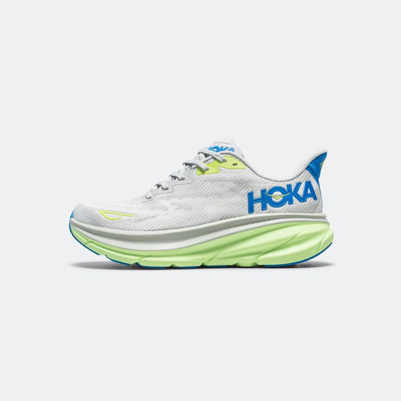 hoka running clifton 9 stardust lettuce electric cobalt 1