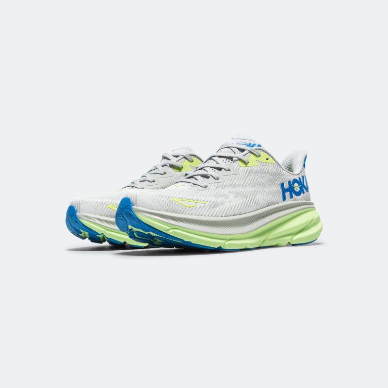 hoka running clifton 9 stardust lettuce electric cobalt 2