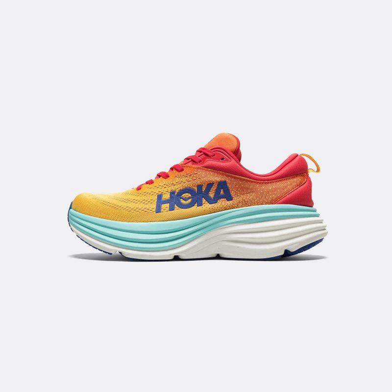 hoka running mens and womens bondi 8 cerise cloudless 1