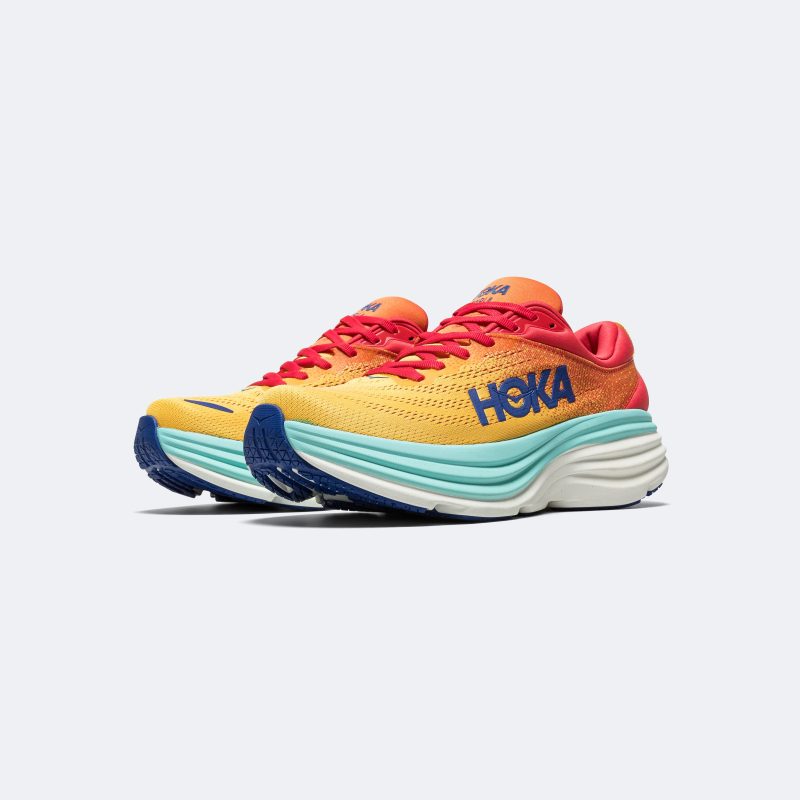 hoka running mens and womens bondi 8 cerise cloudless 2