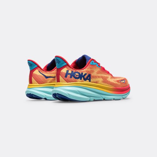 hoka running mens and womens clifton 9 cerise cloudless 3