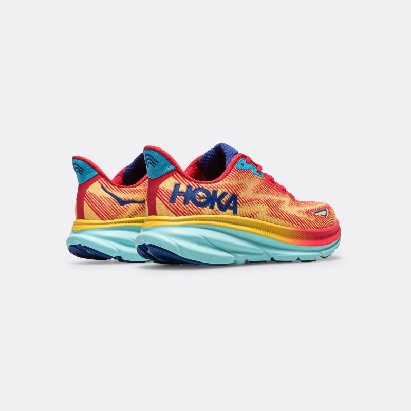 hoka running mens and womens clifton 9 cerise cloudless 3