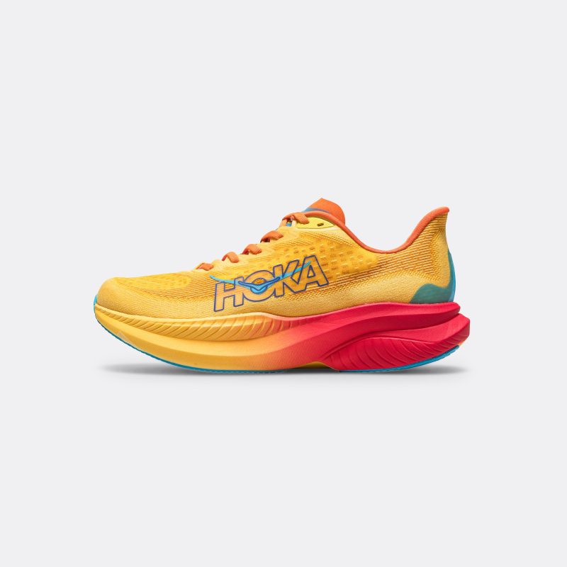 hoka running mens and womens mach 6 poppy squash 1