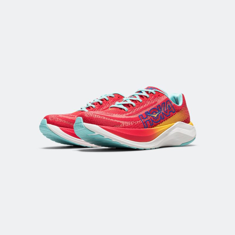 hoka running mens and womens mach x cerise cloudless 2