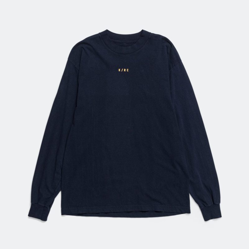 krc koreatown run club flat ls tee navy 1