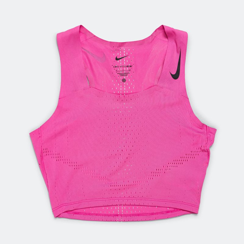 nike running womens dri fit aeroswift crop top pinksicle black 1