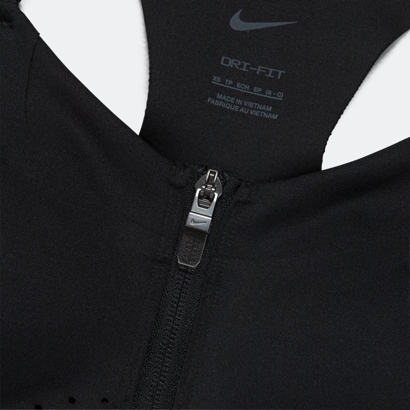 nike running womens dri fit front zip bra black 3