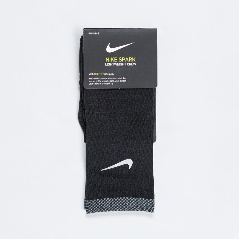 nike spark socks lightweight crew black reflective 1