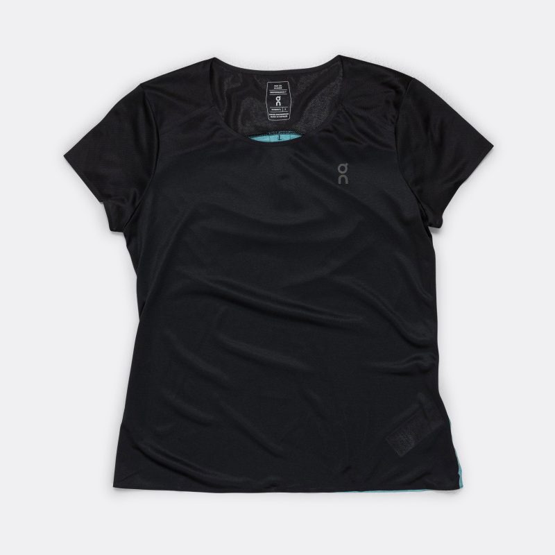 on running womens performance tee black wash 1