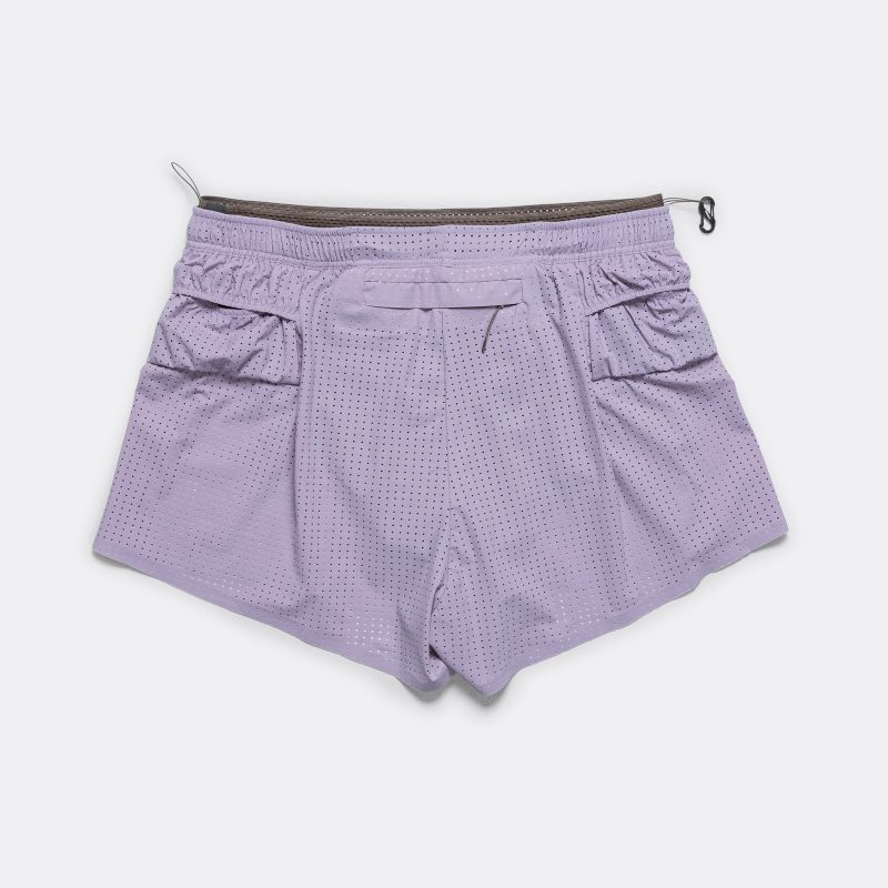 satisfy running space o 2.5 inch distance shorts lavendar grey 2