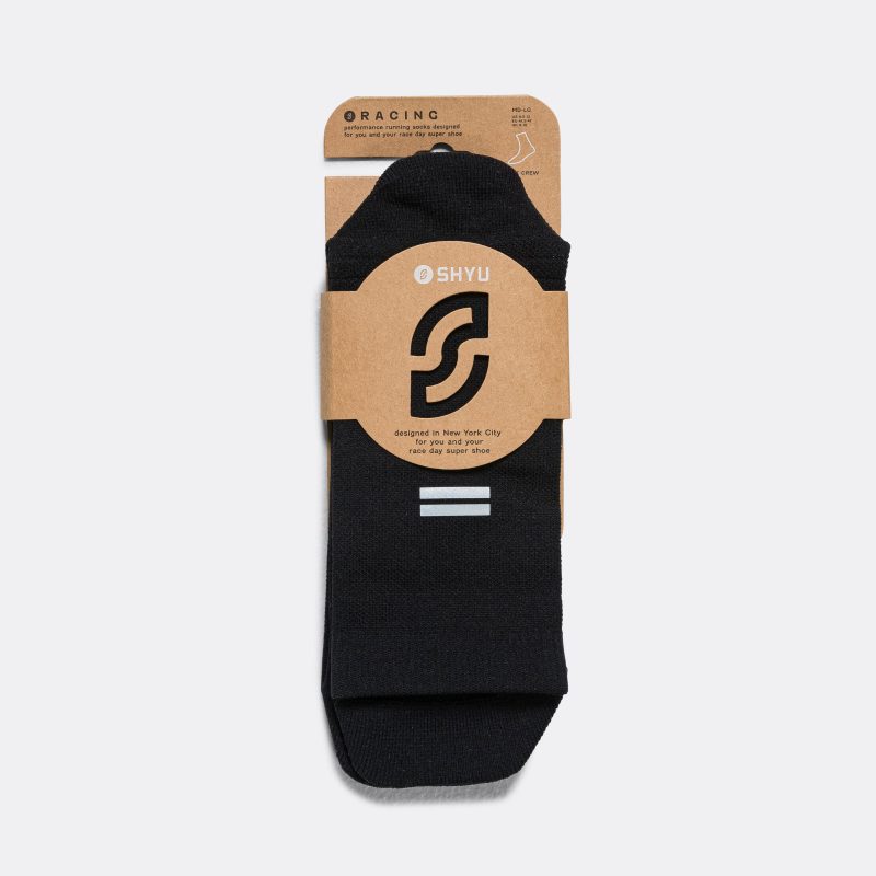 shyu running socks half crew black black black 1