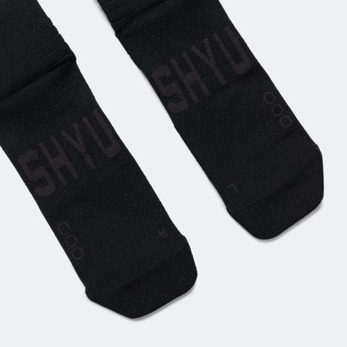 shyu running socks half crew black black black 4