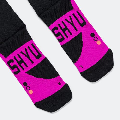 shyu running socks half crew black violet crimson 4