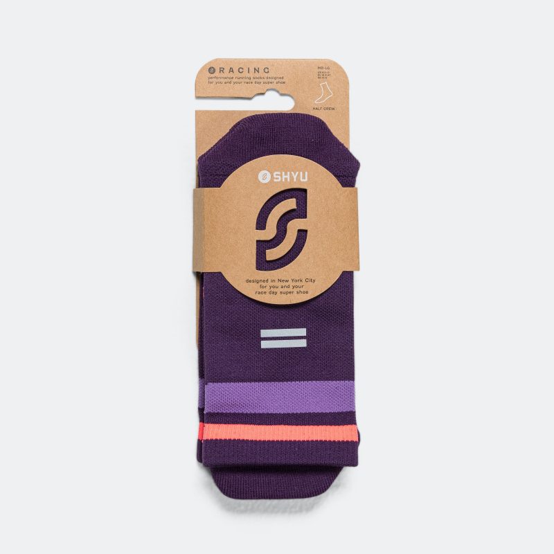 shyu running socks half crew purple grape crimson 1