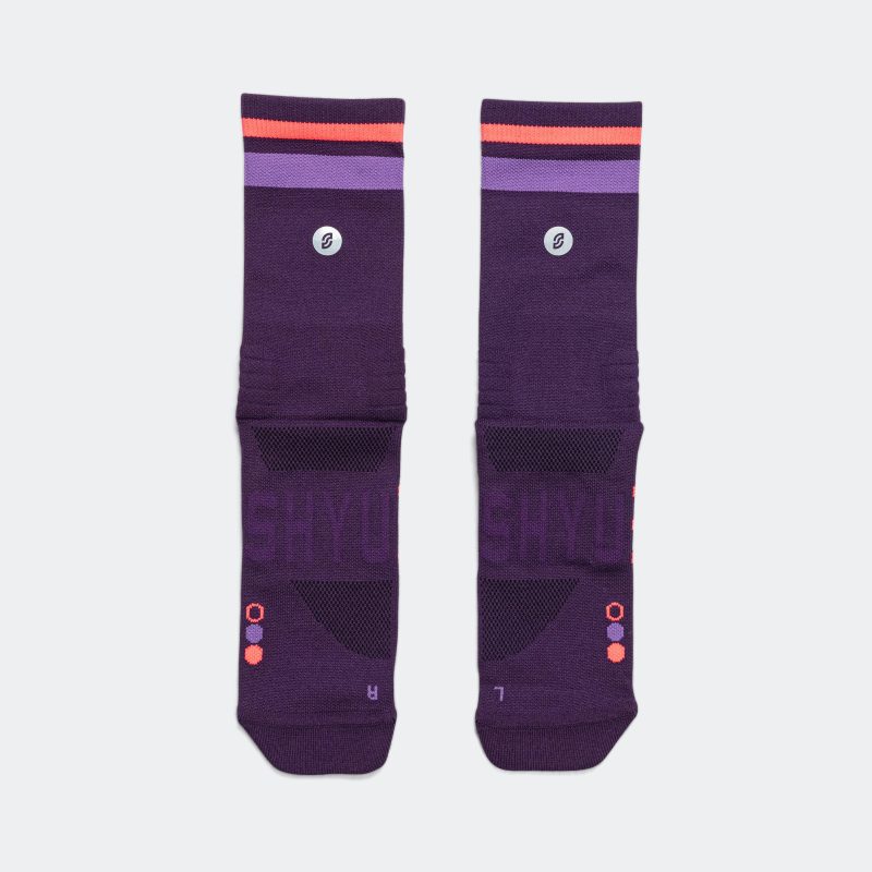 shyu running socks half crew purple grape crimson 2