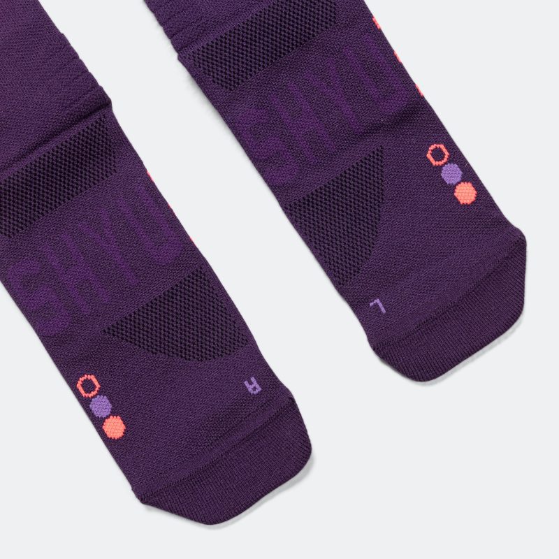 shyu running socks half crew purple grape crimson 4