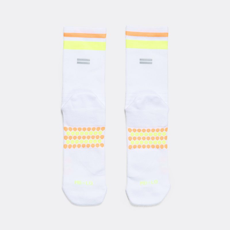 shyu running socks half crew white lime mango 3