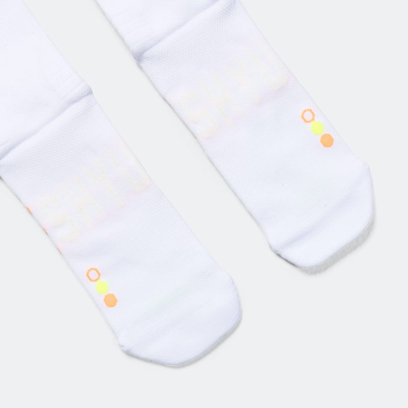 shyu running socks half crew white lime mango 4