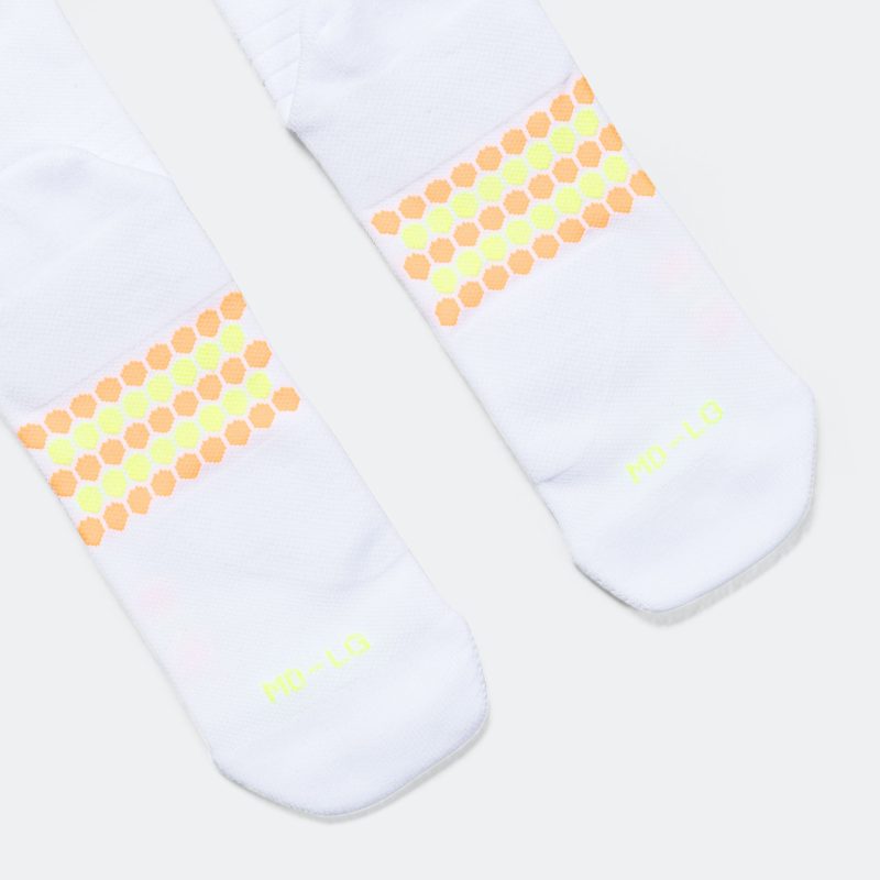 shyu running socks half crew white lime mango 5