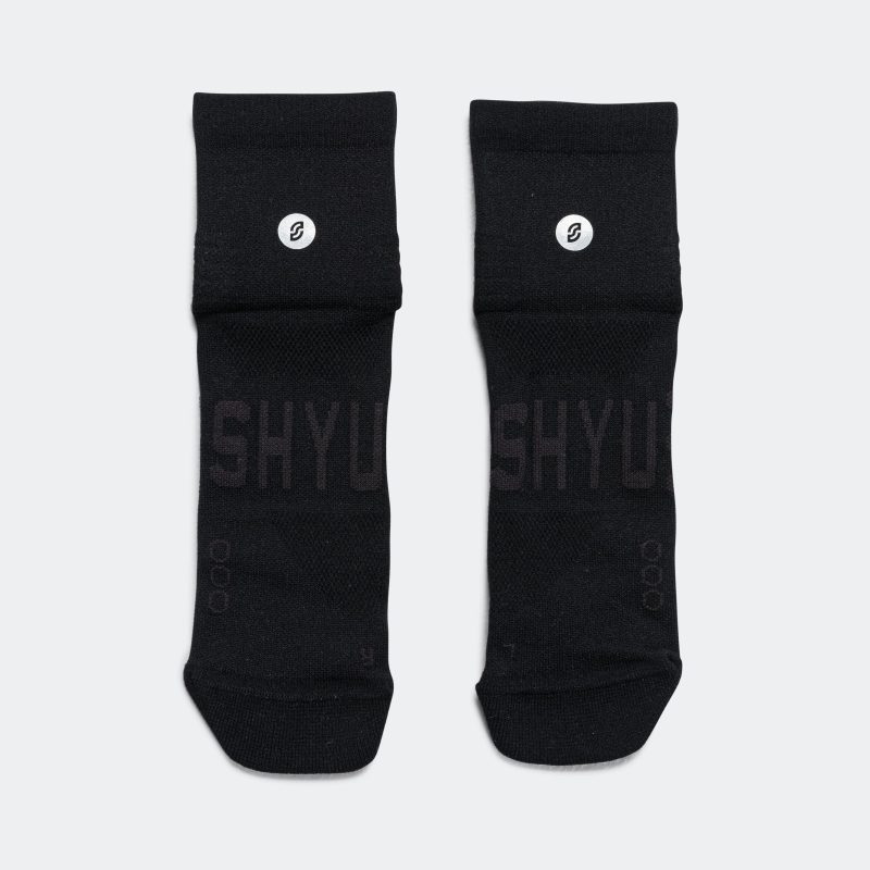 shyu running socks quarter crew black black black 2