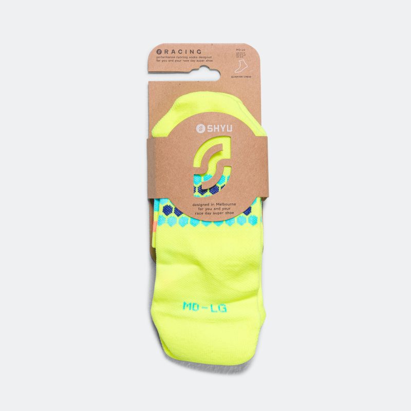 shyu running socks quarter crew volt pacific orange 1