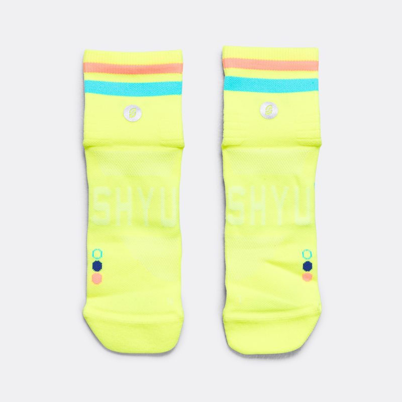 shyu running socks quarter crew volt pacific orange 2