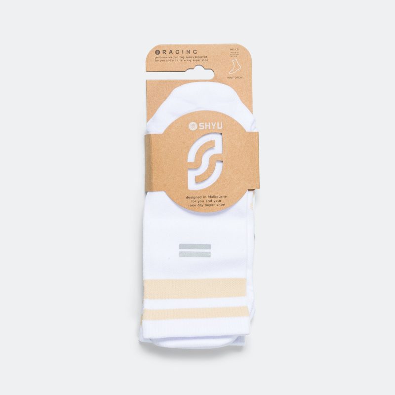 shyu running socks white orange 1