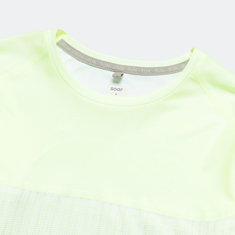 soar running mens hot weather long sleeve tee fluro yellow 2