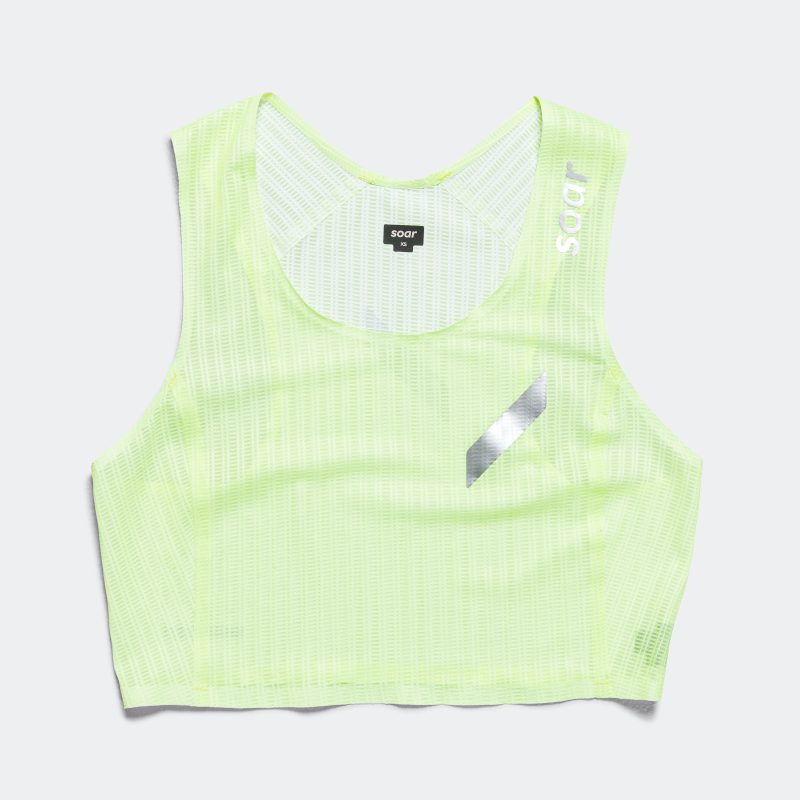 soar running womens crop race vest fluro yellow 1