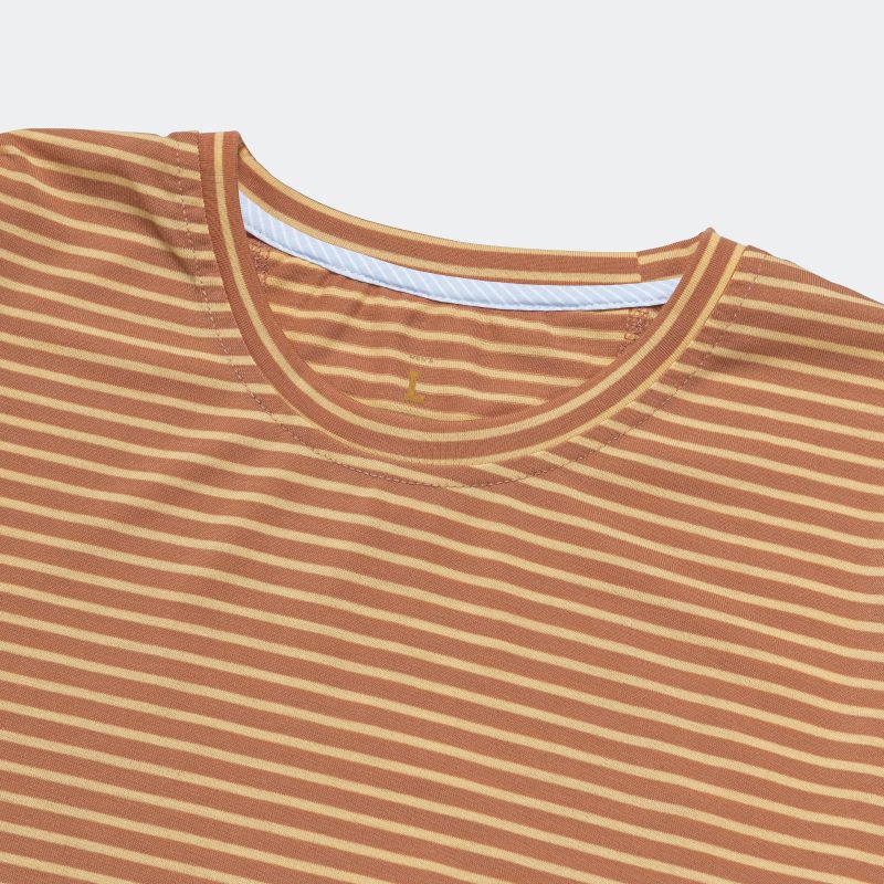 tracksmith running mens horizon long sleeve cork melon stripe 2